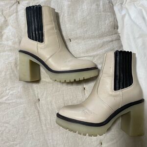 Oasis Society White/ Black platform leather boots